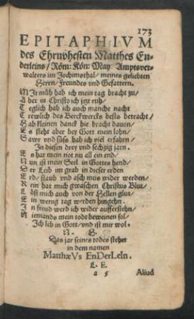 Epitaphium des Ehrnvhesten Matthes Enderleins ...