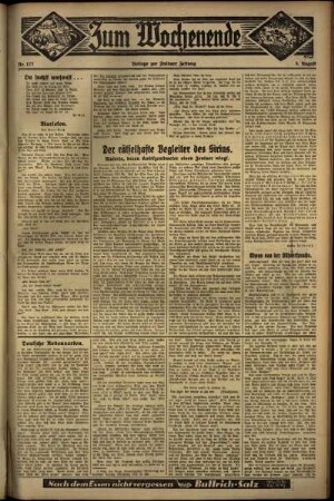 Zweite Ausgabe vom Sonntag, den 05. August 1934.