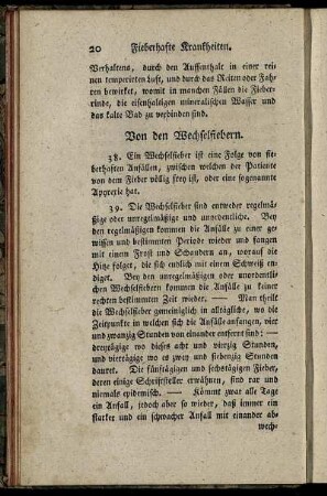 Von den Wechselfiebern.