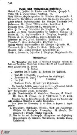 Weitere Unterrichtsanstalten, Armenpflege und wohlthätige Anstalten