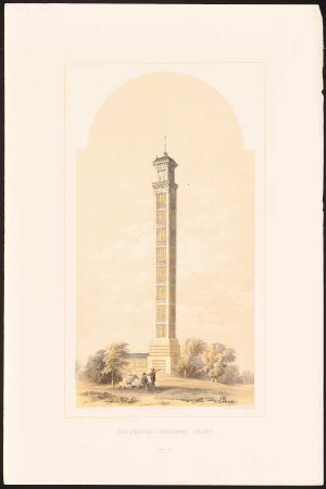 Decorated chimney shaft: Perspektivische Ansicht (aus: Designs for Tall Chimney Shafts, 1858)