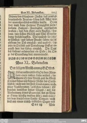 Das XL. Bedencken Der seligen Anschauung Gottes.