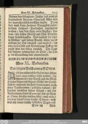 Das XL. Bedencken Der seligen Anschauung Gottes.