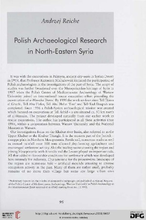 42: Polish Archaeological Research in north-eastern Syria