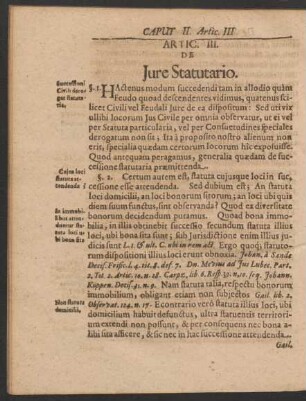 Artic. III. De Iure Statutario.