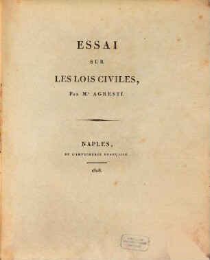 Essai sur les lois civiles