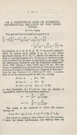On a praticular case of Kummer`s differential equation of the third order.