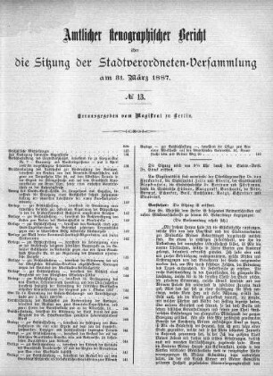No. 13, 31. März 1887