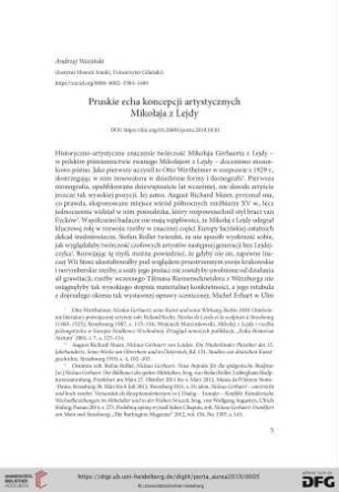 Pruskie echa koncepcji artystycznych Mikołaja z Lejdy