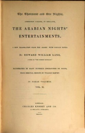 The thousand and one nights : commonly called, in England, the Arabian nights' entertainments ; in three volumes. 2