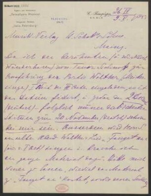 Brief an B. Schott's Söhne : 26.04.1905