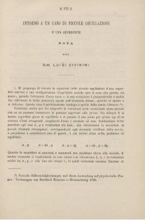 Intorno a un caso di piccole oscillazioni d'una superficie.