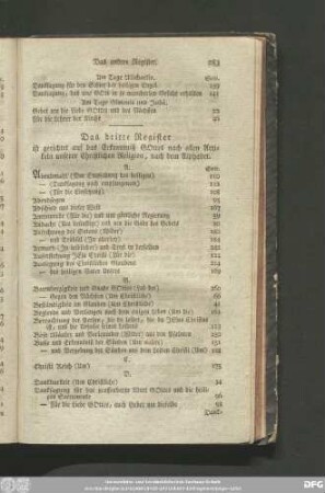 Das dritte Register ist gerichtet auf das Erkenntniß Gottes nach allen Artikeln unserer Christlichen Religion, nach dem Alphabet.