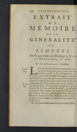 Extrait du Memoire de la Generalité de Limoges.