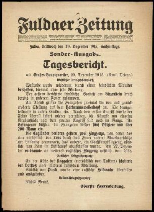 Ausgabe vom Mittwoch, den 29. Dezember 1915.