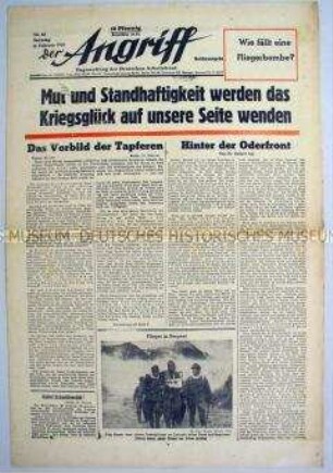 Tageszeitung "Der Angriff" mit Durchhaltepropaganda