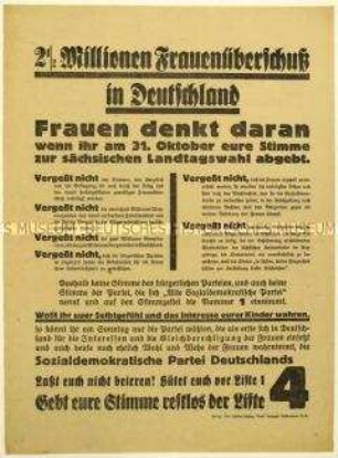 Aufruf der SPD an Frauen zur sächsischen Landtagswahl 1926