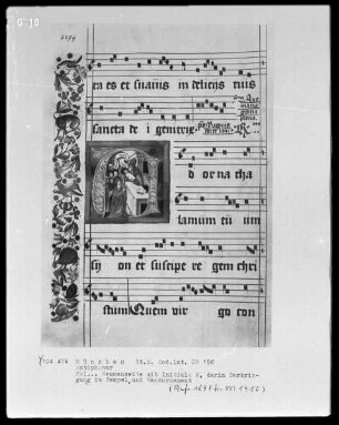 Antiphonarium — Initiale A (d), mit der Darstellung im Tempel