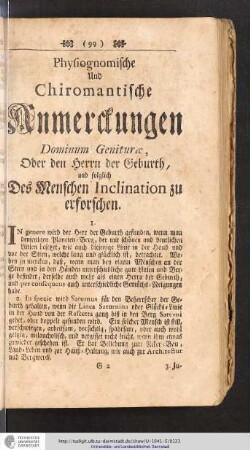 Physiognomische und chiromantische Anmerkungen