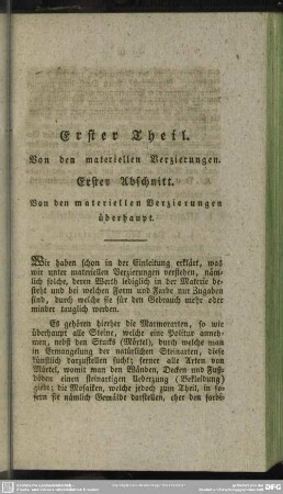 Erster Theil. Von den materiellen Verzierungen