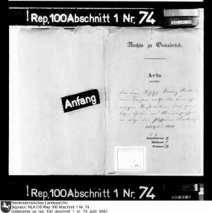 Kaiserliche Kommission Bischof Franz Wilhelms über die Restitution der geistlichen Güter im Niedersächsischen Kreis
