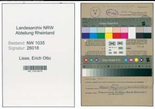 Entnazifizierung Erich Otto Lisse , geb. 24.10.1901 (Schlosser)