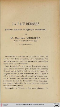 Sér. 4: La race berbère : véritable population de l'Afrique septentrionale