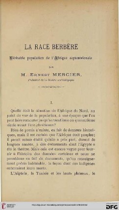 Sér. 4: La race berbère : véritable population de l'Afrique septentrionale