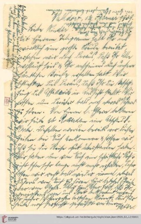 Korrespondenz von Alice und Ludwig Klein: Brief von Alice Klein und Ludwig Klein an Irmgard Klein