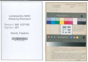 Entnazifizierung Friedrich Wendt , geb. 11.05.1883 ()