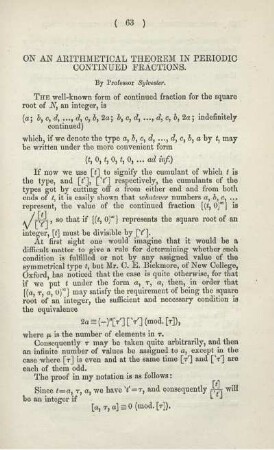 ON AN ARITHMETICAL THEOREM IN PERIODIC CONTINUED FRACTIONS.