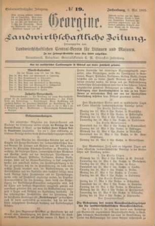Siebenundfünfzigster Jahrgang. No. 19. Insterburg, 9. Mai 1889.