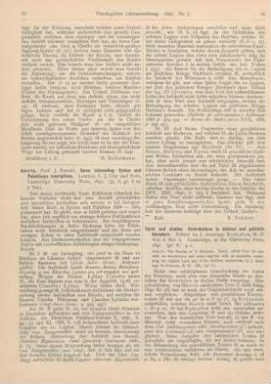 67-68 [Rezension] Harris, J. Rendel, Some interesting Syrian and Palestinian Inscriptions
