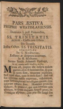 Pars Aestiva Proprii Wratislaviensis.