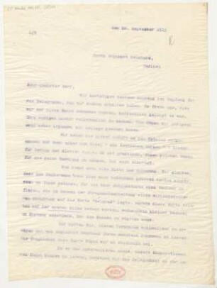 Brief an Wilhelm Reinhard : 20.09.1915