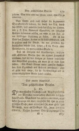 Das zweyte Hauptstück. Von geschäftlichen Briefen.
