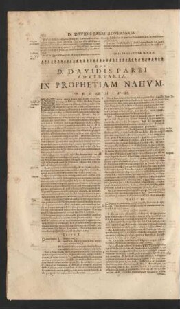 D. Davidis Parei Adversaria. In Prophetiam Nahum