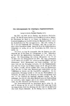 Die Altersgrenzen im künftigen Jugendstrafrecht