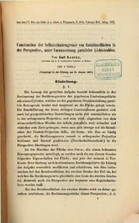 Kleine Abhandlungen mathematischen Inhalts in Separatabdrücken der Sitzungsberichte der k. k. Akad. d. Wiss. in Wien. 1