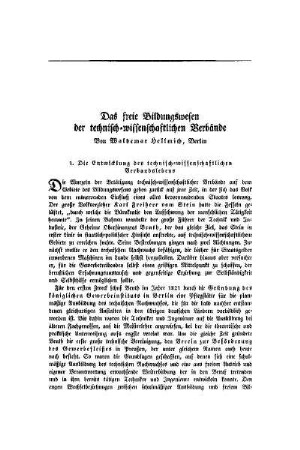 Das freie Bildungswesen der technisch-wissenschaftlichen Verbände