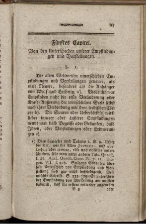 Fünftes Capitel. Von den Unterschieden unserer Empfindungen und Vorstellungen