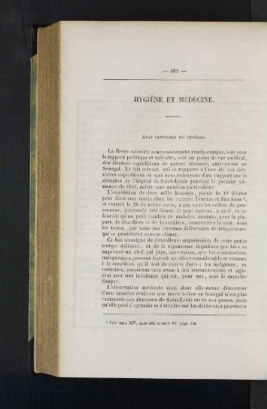 Hygiene et medecine.