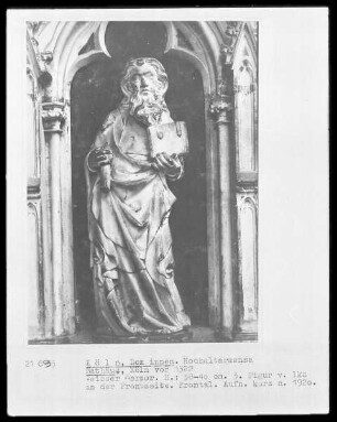 Hochaltarmensa, Vorderseite, 3. Figur von links: Matthias