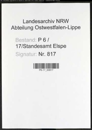 Sterberegister Standesamt Elspe