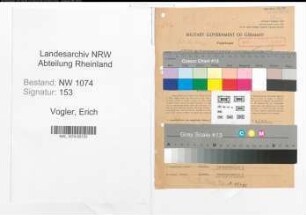 Entnazifizierung Erich Vogler , geb. 17.01.1894 (Lehrer)