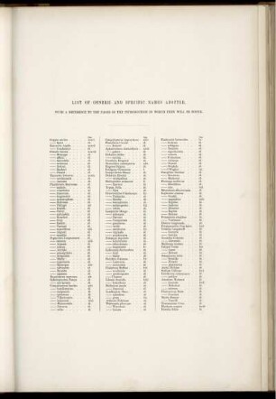 List of Generic and Specific Names Adopted.