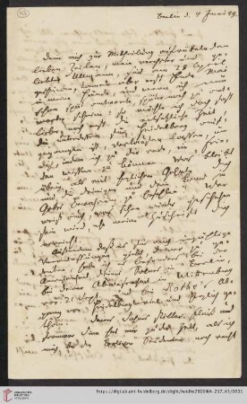 Korrespondenz Karl Immanuel Nitzsch / Carl Ullmann: Brief von Karl Immanuel Nitzsch an Carl Ullmann