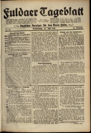 Ausgabe vom Donnerstag, den 14. Juli 1921.