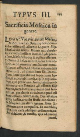 Typus III. Sacrificia Mosaica in genere.
