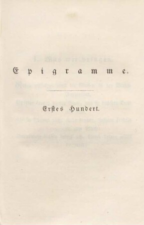 Epigramme. Erstes Hundert